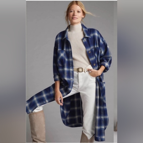 Anthropologie Jackets & Blazers - Anthropologie Pilcro Draped Plaid Duster Shacket Size XL